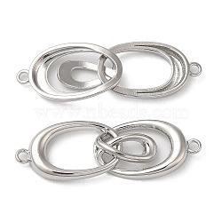 Brass Connector Charms, Nickel Free, Oval Links, Real Platinum Plated, 35.5x11.5x4mm, Hole: 1.6mm(KK-C028-22P)