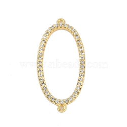 Brass Crystal Rhinestone Oval Ring Links Connector Charms, Real 18K Gold Plated, 25x12x2mm, Hole: 1mm(KK-S035-05G)