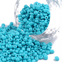Baking Paint Glass Seed Beads, Dark Turquoise, 8/0, 3mm, Hole: 1mm, about 10000pcs/bag(SEED-S002-K10)