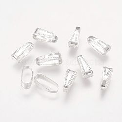 Brass Snap on Bails, Lead Free, Silver Color Plated, 11x4mm(X-KK-H338-S-LF)