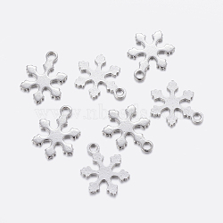 304 Stainless Steel Charms, Snowflake, Stainless Steel Color, 12x9x0.8mm, Hole: 1.2mm(X-STAS-F159-36P)
