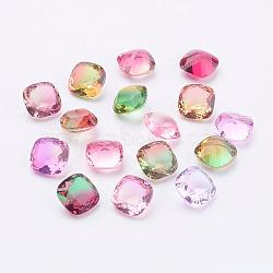 Pointed Back K9 Glass Rhinestone Cabochons, Square, Mixed Color, 10x10x6mm(RGLA-P018-03-10mm)