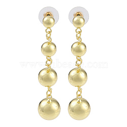 Brass Stud Earrings for Women, Round, Real 18K Gold Plated, 58x12mm(EJEW-S225-02G)