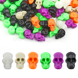 CHGCRAFT 120Pcs 6 Colors Halloween Plastic Beads, No Hole, Skull, Mixed Color, 20.5x12.5x13mm, 20pcs/color(KY-CA0001-46)