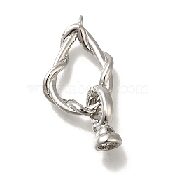 Brass Fold Over Clasp, Irregular Shape, Platinum, 30mm(KK-H480-18P)