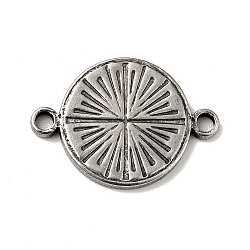 Tibetan Style 304 Stainless Steel Connector Charms, Flat Round, Antique Silver, 21x15x2mm, Hole: 1.8mm(STAS-G278-15AS)