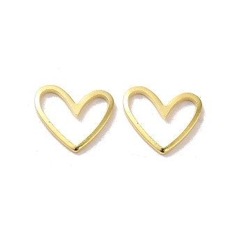 Brass Linking Rings, Heart Connector, Real 24K Gold Plated, 11x13x1.5mm, Inner Diameter: 5x11mm