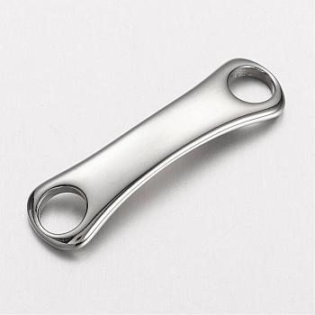 304 Stainless Steel Links connectors, Bar Links, Stainless Steel Color, 44x12x2.5mm, Hole: 7mm