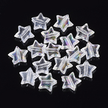 Transparent Acrylic Beads, AB Color Plated, Star, Clear AB, 9x10x4mm, Hole: 1.5mm, about 2670pcs/500g