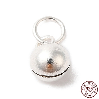 925 Sterling Silver Charms, Bell, with Jump Rings, Silver, 7.5x5mm, Hole: 2.5mm