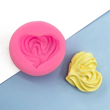 Heart Cookies DIY Food Grade Silicone Fondant Molds, for Chocolate Candy Making, Hot Pink, 44x43x15mm, Inner Diameter: 34x29mm