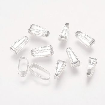 Brass Snap on Bails, Lead Free, Silver Color Plated, 11x4mm
