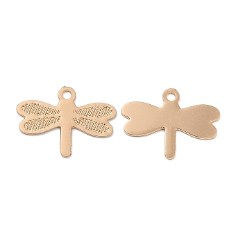 Long-Lasting Plated Brass Charms, Dragonfly Charm, Light Gold, 8x11x0.3mm, Hole: 0.9mm