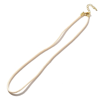 Nylon Milan Cord Necklace Making, with Brass Findings and Stainless Steel Claw Lobster Clasps, Golden, Long-Lasting Plated, Beige, 17.91~18.31 inch(45.5~46.5cm)