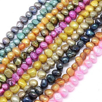 Dyed Natural Cultured Freshwater Pearl Beads Strands, Mixed Shape, Mixed Color, 8~10x6~7x5~6mm, Hole: 0.8mm, about 60pcs/strand, 14.5 inch(37cm)