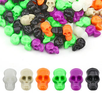 120Pcs 6 Colors Halloween Plastic Beads, No Hole, Skull, Mixed Color, 20.5x12.5x13mm, 20pcs/color