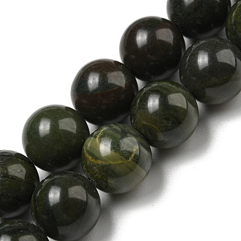 Natural African Green Autumn Jasper Beads Strands, Round, 10mm, Hole: 1mm, about 40pcs/strand, 15.87''(40.3cm)