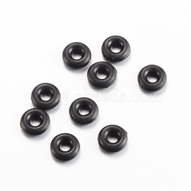 Black Donut Synthetic Rubber Spacer Beads