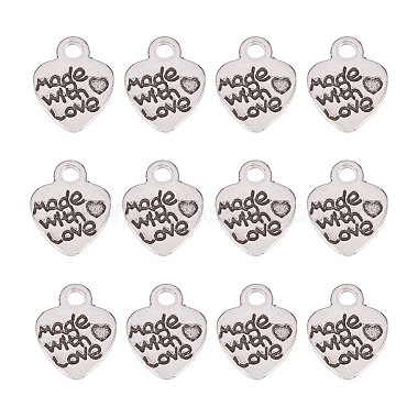Antique Silver Clear Heart Alloy Charms