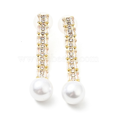 Crystal Rhinestone Dangle Stud Earrings with Imitation Pearl(EJEW-C037-02A-LG)-3