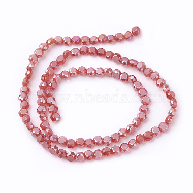 Faceted Flat Round AB Color Plated Frosted Crystal Glass Beads Strands(EGLA-F014-B)-2