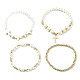 4Pcs 4 Style Shell Pearl & Glass Beaded Stretch Bracelets Set(BJEW-TA00327)-1