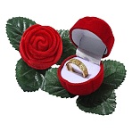 1Pc Flocking Plastic Rose Finger Ring Boxes, for Valentine's Day Gift Wrapping, with Sponge Inside, Red, 6.65x7.4x4.3cm, Flower: 3.8x4.3cm, Inner Diameter: 3.3cm(VBOX-YW0001-02)