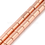 Electroplated Synthetic Non-magnetic Hematite Beads Strands, Column, Rose Gold Plated, 8x6mm, Hole: 1.2mm, about 52pcs/strand, 16.14''(41cm)(G-Q1009-I02-01RG)