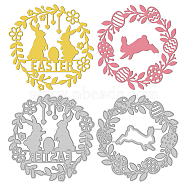 2Pcs 2 Styles Carbon Steel Cutting Dies Stencils, for DIY Scrapbooking, Photo Album, Decorative Embossing Paper Card, Stainless Steel Color, Rabbit & Easter Egg & Wreath, Easter Theme Pattern, 10.2~10.3x9.6~10.1x0.08cm, 1pc/style(DIY-WH0309-735)