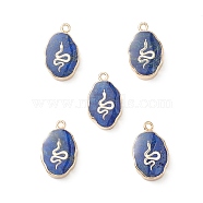 Natural Lapis Lazuli Pendants, Oval Charms with Golden Brass Edge, 22x13x3~5.5mm, Hole: 1.8mm(G-K333-01M)