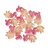 Luminous Transparent Resin Decoden Cabochons, Glow in the Dark Cabochons with Glitter Powder, Camellia, Fish, 7x13x2.5mm(RESI-D013-16D)