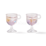 Resin Cup Pendants, with Gold Foil, Wine Glass, Lilac, 18~18.5x15x12mm, Hole: 2.5mm(X-CRES-S359-10E)
