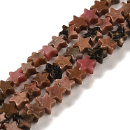 Natural Rhodonite Beads Strands, Star, 6x5.5x2mm, Hole: 0.8mm, about 75pcs/strand, 14.57 inch(37cm)(G-G085-B16-02)