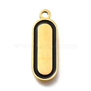 304 Stainless Steel Pendants, Oval Charms, with White Plastic Imitation Shell, Ion Plating(IP), Golden, 18.5x6.5x1.3mm, Hole: 1.6mm(STAS-Q348-04B-G)