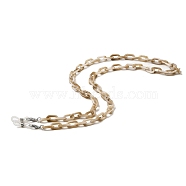 Eyeglasses Chains, Acrylic Cable Chains Neck Strap Mask Lanyard, with Alloy Lobster Claw Clasps and Rubber Loop Ends, Tan, 660~670mm(AJEW-P117-01P-04)