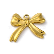 304 Stainless Steel Pendants, Bowknot Charm, Golden, 18.5x22x3mm, Hole: 2mm(STAS-U018-05G-01)