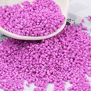 Baking Paint Glass Seed Beads, Cylinder, Orchid, 2x1.5mm, Hole: 1mm, about 5599pcs/50g(X-SEED-S042-05B-90)