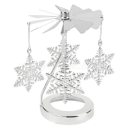 430 and 201 Stainless Steel Rotating Candlestick Tealight Candle Holder, with Iron Snowflake, for Wedding Christmas Party Decoration, Stainless Steel Color, 7.8x12cm(DJEW-WH0039-24P)