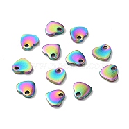 304 Stainless Steel Charms, Stamping Blank Tag, Heart, Rainbow Color, 5x6x1mm, Hole: 1mm(STAS-L234-045A-RC)