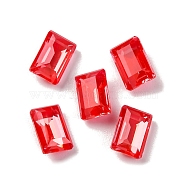 Glass Rhinestone Cabochons, Pointed Back, Faceted, Rectangle, Light Siam, 6x4x2.5mm(RGLA-A026-02A-227DE)