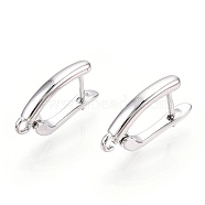 Brass Hoop Earring Findings, Latch Back with Horizontal Loops, Platinum, 18x10x3mm, Hole: 2mm, Pin: 1mm(KK-A181-VF392-1)