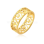 Heart with Cross Stainless Steel Hollow Finger Ring, Golden, US Size 10(19.8mm)(PW-WG90649-09)
