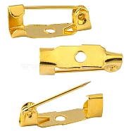 Iron Brooch Findings, Back Bar Pins, with One Hole, Golden, 15x5x4.5mm, Hole: 1.8mm(X-IFIN-S276-G)