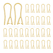 40Pcs Rack Plating Eco-friendly Brass Earring Hooks, with Pinch Bails, for Half Drilled Beads, Real 24K Gold Plated, 21x2.5mm, 24 Gauge, Pin: 0.5mm and 1mm(KK-DC0002-72)