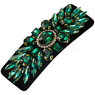 Cloth & Alloy & Glass Rhinestone Snap Hair Clips, Hair Accessories for Women & Girls, Emerald, 90x30mm(PW-WG79D0C-02)