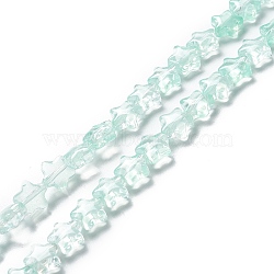 Transparent Glass Beads Strand, Star, Aquamarine, 8~8.5x8~8.5x3.5~4mm, Hole: 1mm(X1-GLAA-F112-02E)