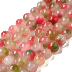 Natural Dyed White Jade Beads Strands, Round, Hot Pink, 10~10.5mm in diameter, Hole: 1mm, about 37pcs/strand, 14.76''~14.80''(37.5~37.6cm)(G-M402-C04-13)