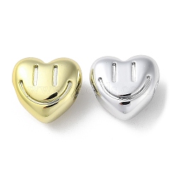 UV Plating Acrylic Beads, Horizontal Hole, Heart with Smiling Face, Mixed Color, 16.5x17.5x9.5mm, Hole: 3.5mm(X-MACR-K351-12)