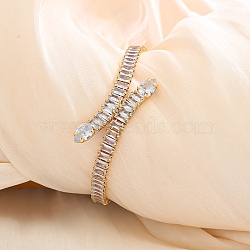 Snake Brass Pave Cubic Zirconia Link Chain Bracelets, Tennis Bracelets for Women, Real 18K Gold Plated, Clear, Inner Diameter: 7-1/4 inch(18.5cm)(UA5889-4)