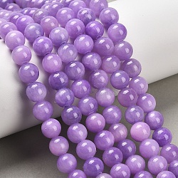 Natural Dyed Yellow Jade Gemstone Bead Strands, Round, Medium Purple, 8mm, Hole: 1mm, about 50pcs/strand, 15.7 inch(X-G-R271-8mm-YXS24)